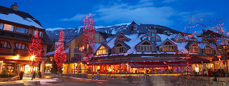 Whistler Village in the winter.